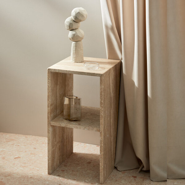 Travertine Square Side Table