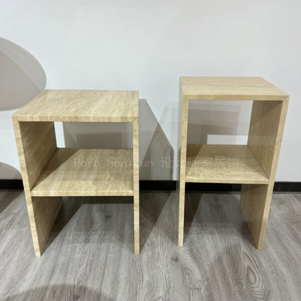 Travertine Square Side Table