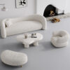 White Boucle Upholstered Curved Sofa