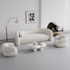 White Boucle Upholstered Curved Sofa