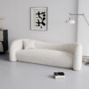 White Boucle Upholstered Curved Sofa
