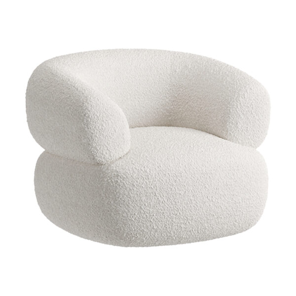 White Boucle Upholstered Curved Sofa