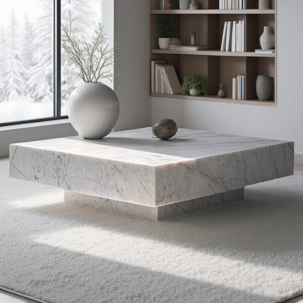 Carrara White Marble Coffee Table
