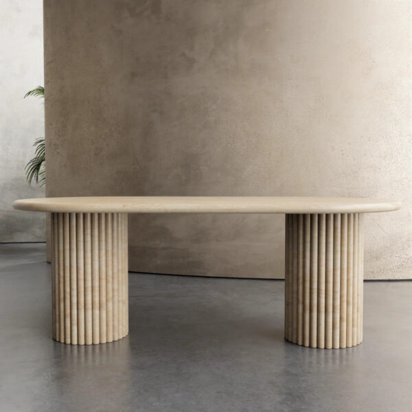 Beige Travertine Dining Table
