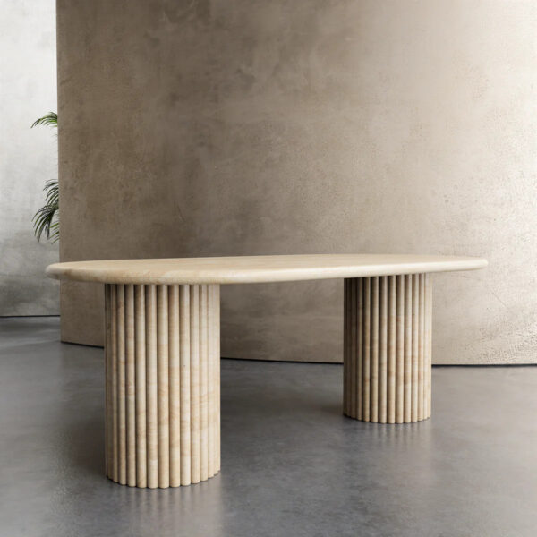 Beige Travertine Dining Table