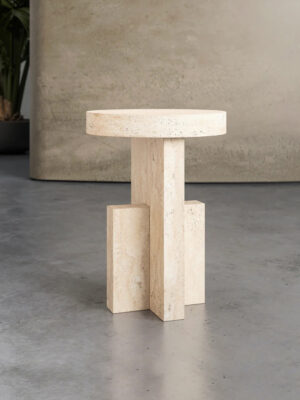 Beige Travertine Side Table