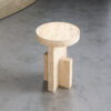 Beige Travertine Side Table
