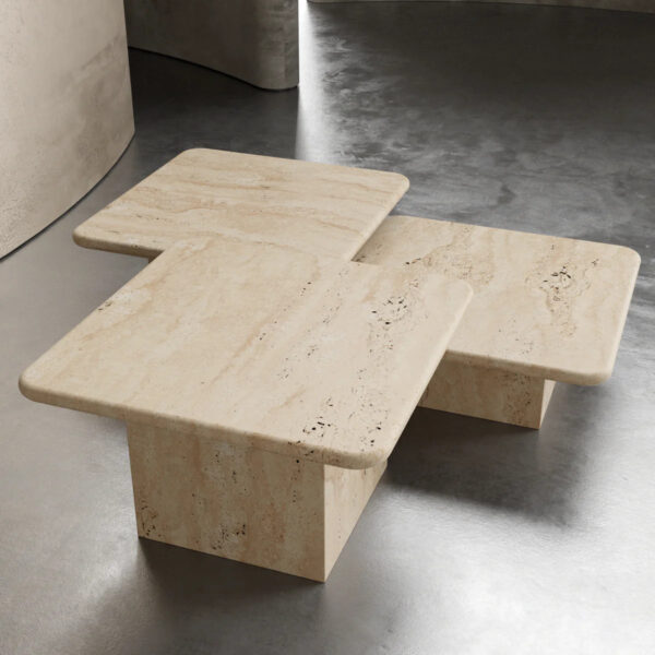 Beige Travertine Square Centre Table