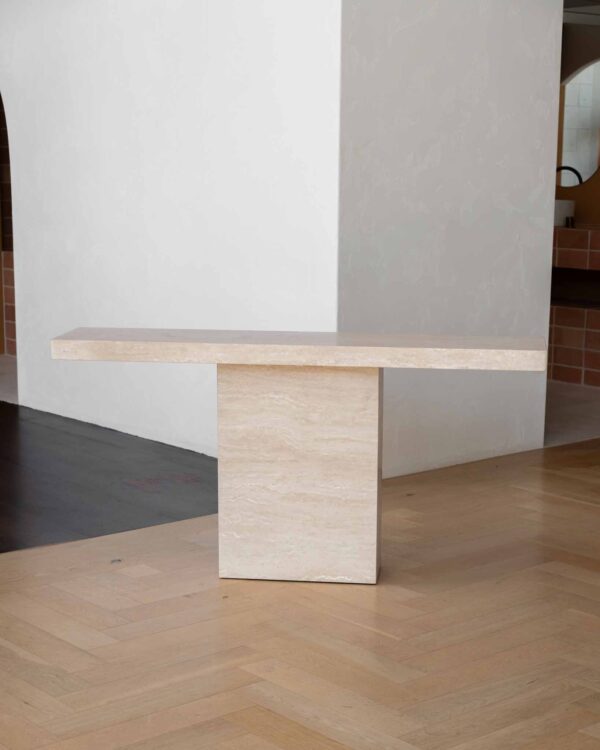 Cream Travertine Rectangle Console Table