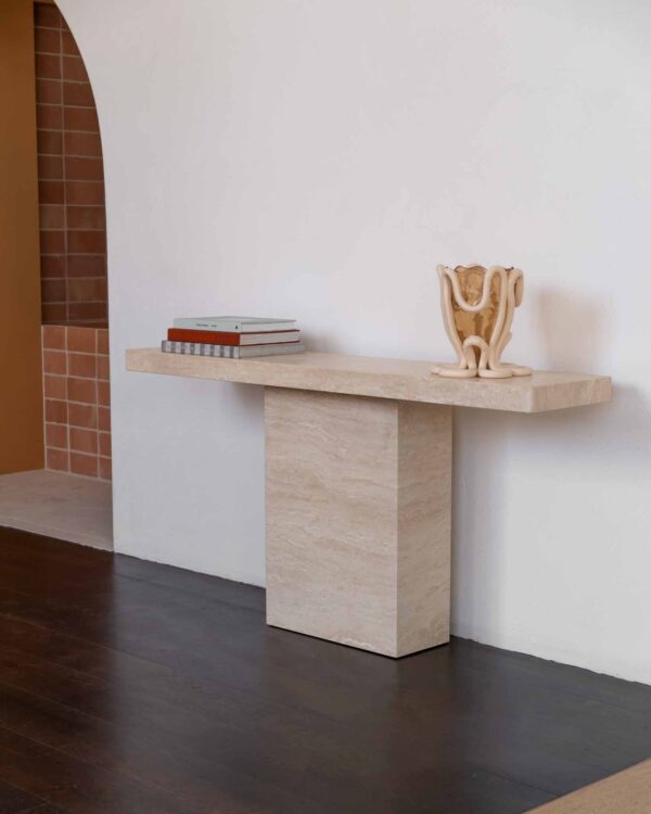 Cream Travertine Rectangle Console Table