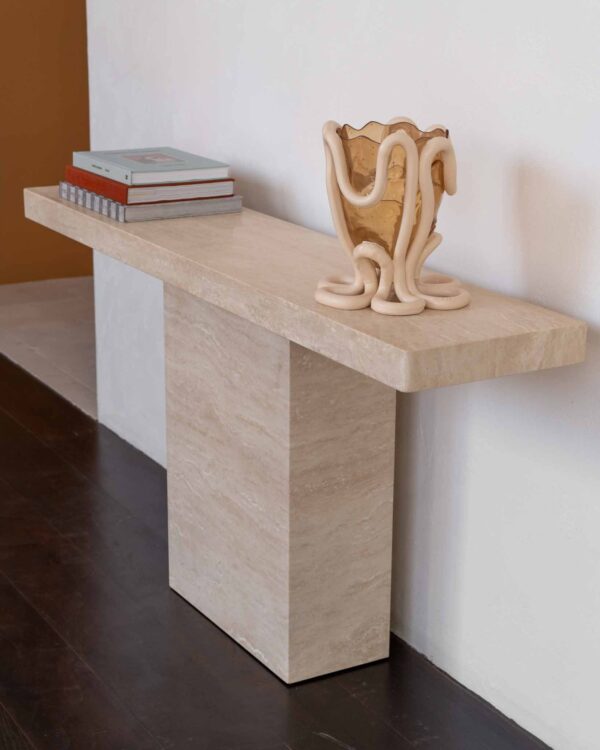 Cream Travertine Rectangle Console Table