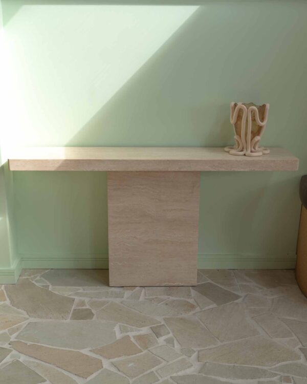 Cream Travertine Rectangle Console Table