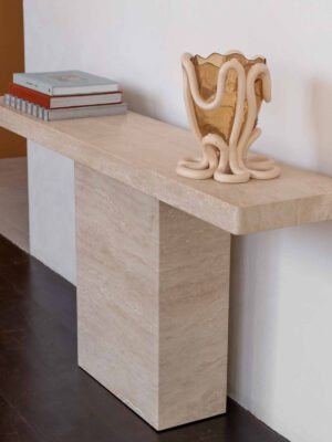Cream Travertine Rectangle Console Table