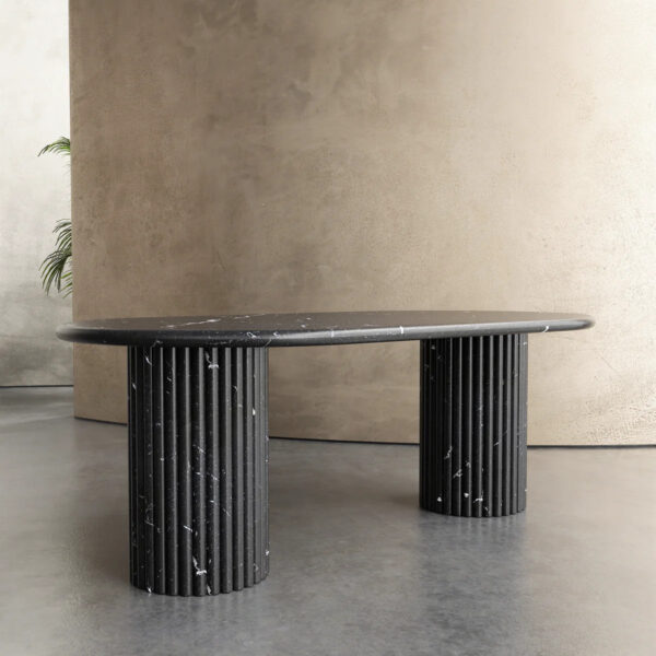 Flutted Nero Margiua Marble Dining Table