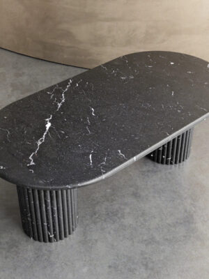 Flutted Nero Margiua Marble Dining Table
