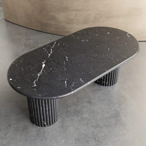 Flutted Nero Margiua Marble Dining Table