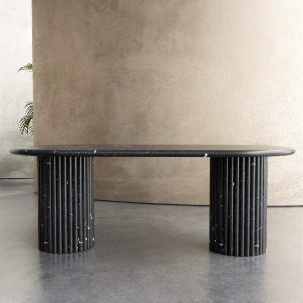 Flutted Nero Margiua Marble Dining Table