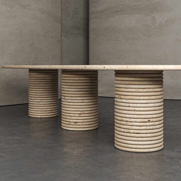 Flutted Travertine Dining Table