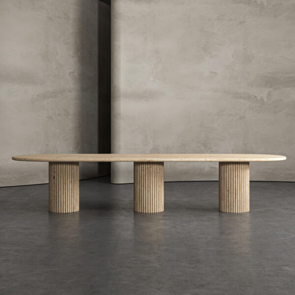 Flutted Travertine Dining Table