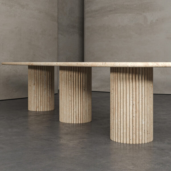 Flutted Travertine Dining Table