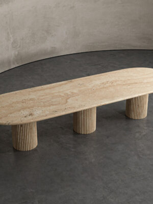Flutted Travertine Dining Table