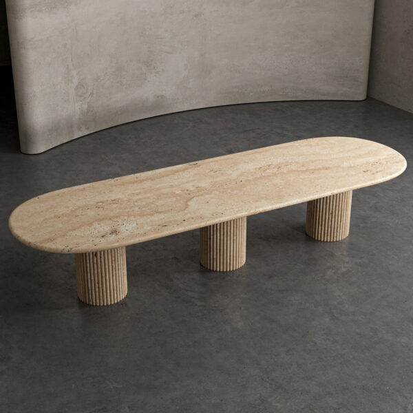 Flutted Travertine Dining Table