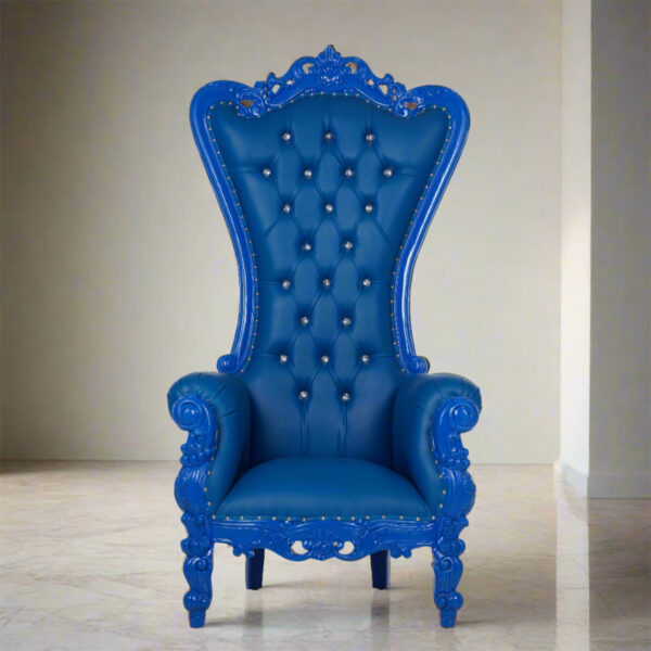 High Back Blue King Queen Throne Chair