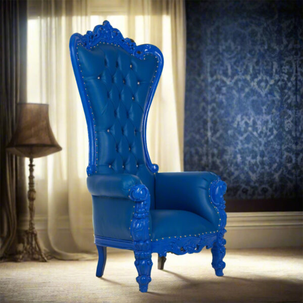 High Back Blue King Queen Throne Chair