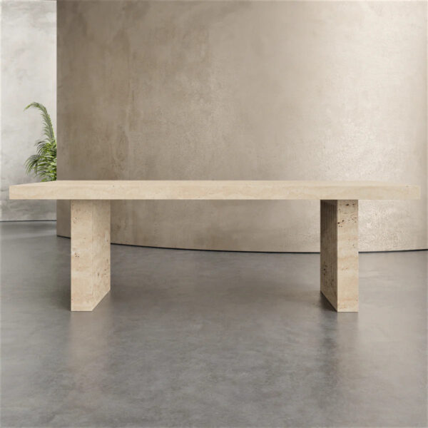 Rectangle Beige Travertine Dining Table