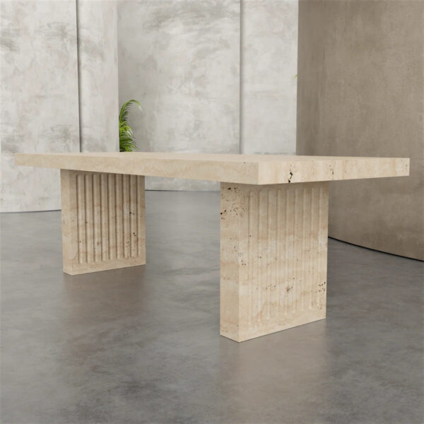 Rectangle Beige Travertine Dining Table