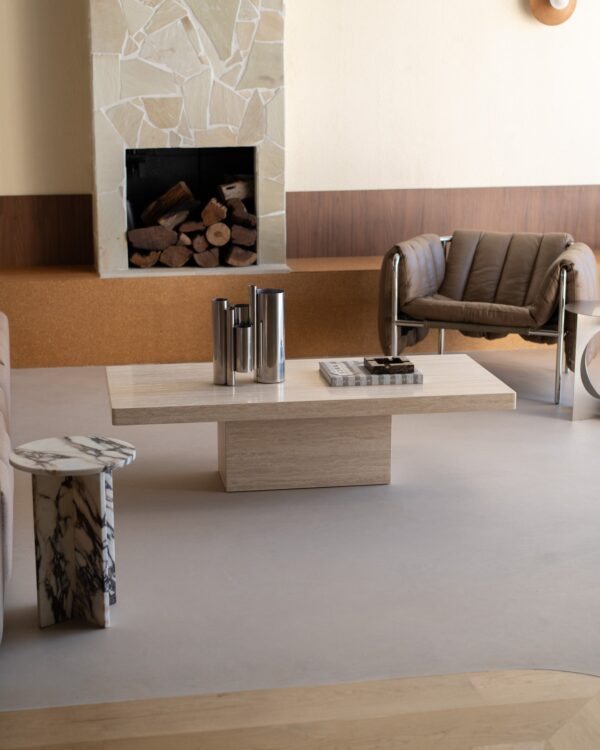 Rectangle Cream Travertine Coffee Table