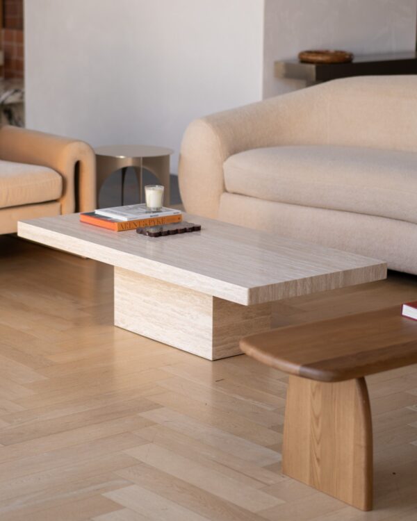 Rectangle Cream Travertine Coffee Table