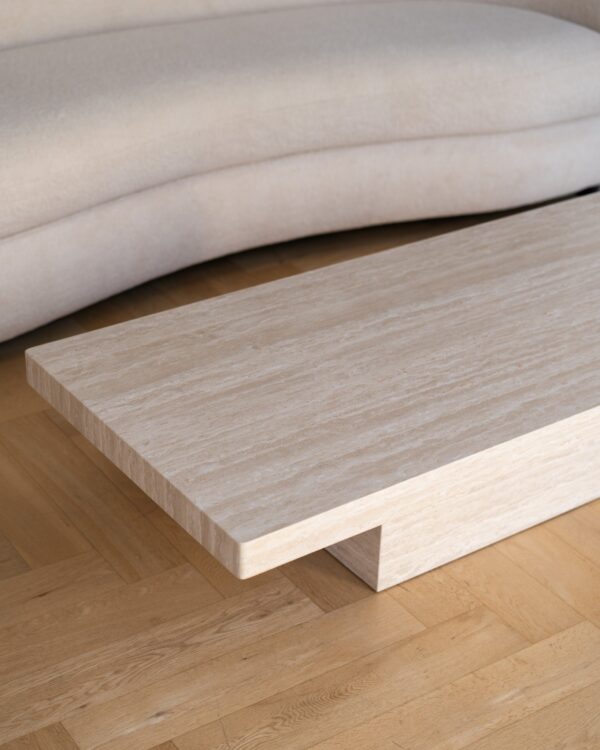 Rectangle Cream Travertine Coffee Table
