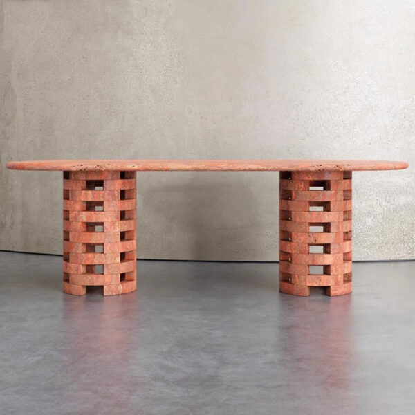 Red Travertine Dining Table