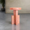 Red Travertine Side Table