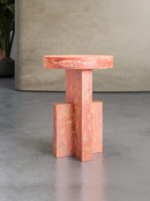 Red Travertine Side Table