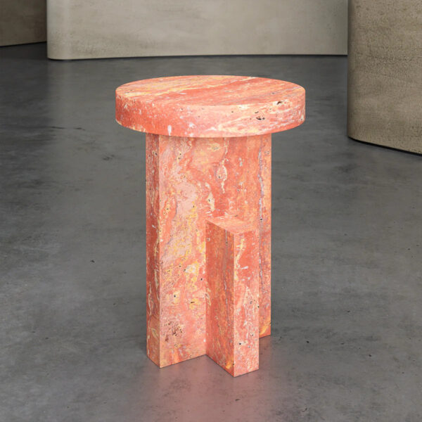Red Travertine Side Table