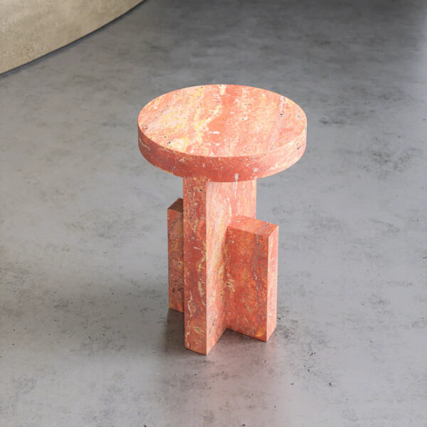 Red Travertine Side Table