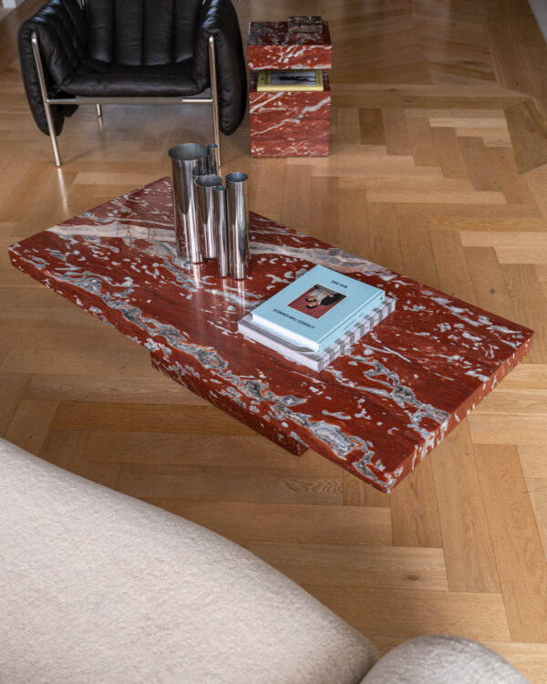 Rosso Francia Marble Coffee Table