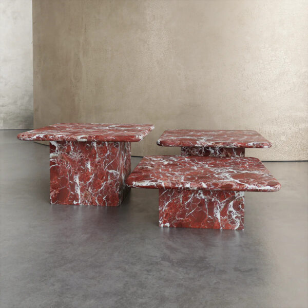 Rosso Levanto Marble Coffee Table Set