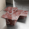 Rosso Levanto Marble Coffee Table Set