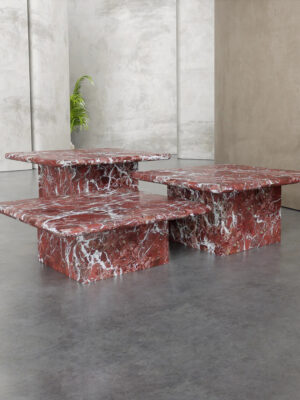 Rosso Levanto Marble Coffee Table Set