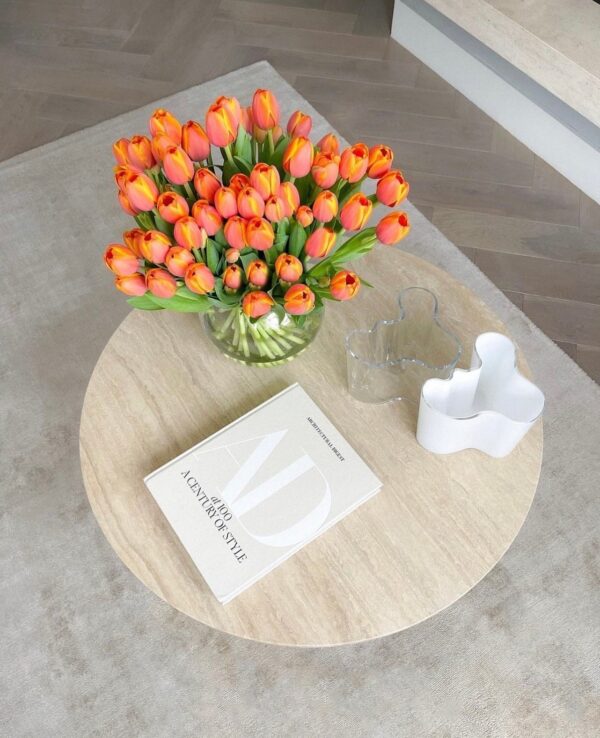 Round Travertine Coffee Table
