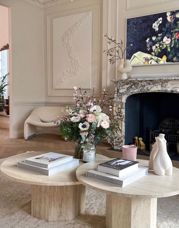 Round Travertine Coffee Table