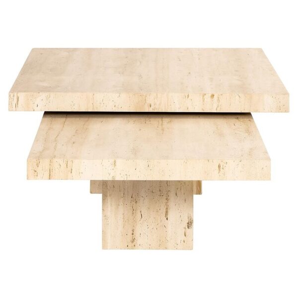 Salontafel Set Travertine Natural Stone Accent Table