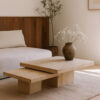 Salontafel Set Travertine Natural Stone Accent Table