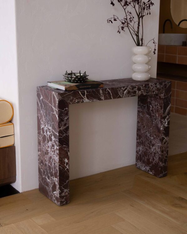 Small Rosso Levanto Marble Console Table