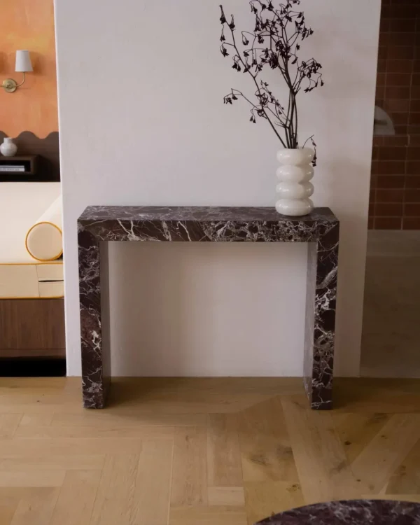 Small Rosso Levanto Marble Console Table