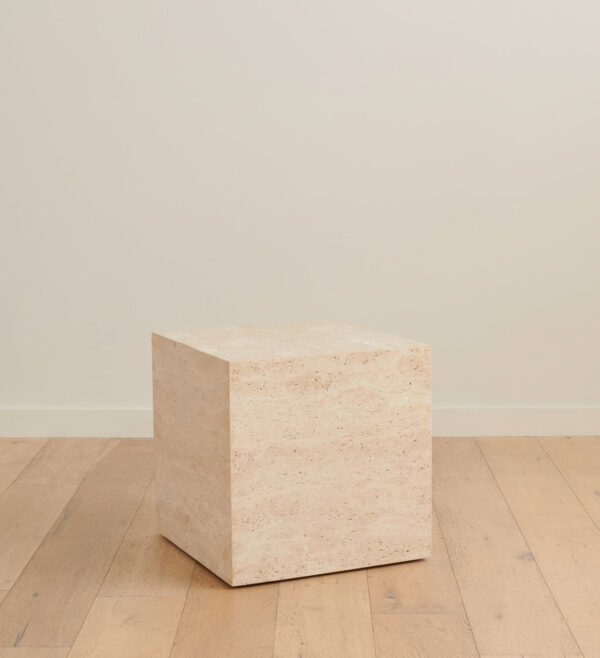 Travertine Plinth End Table