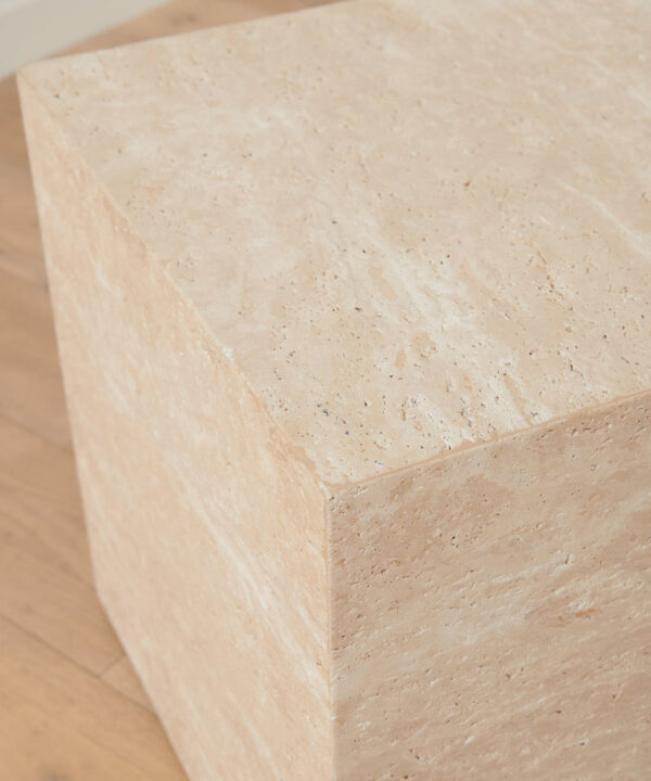 Travertine Plinth End Table